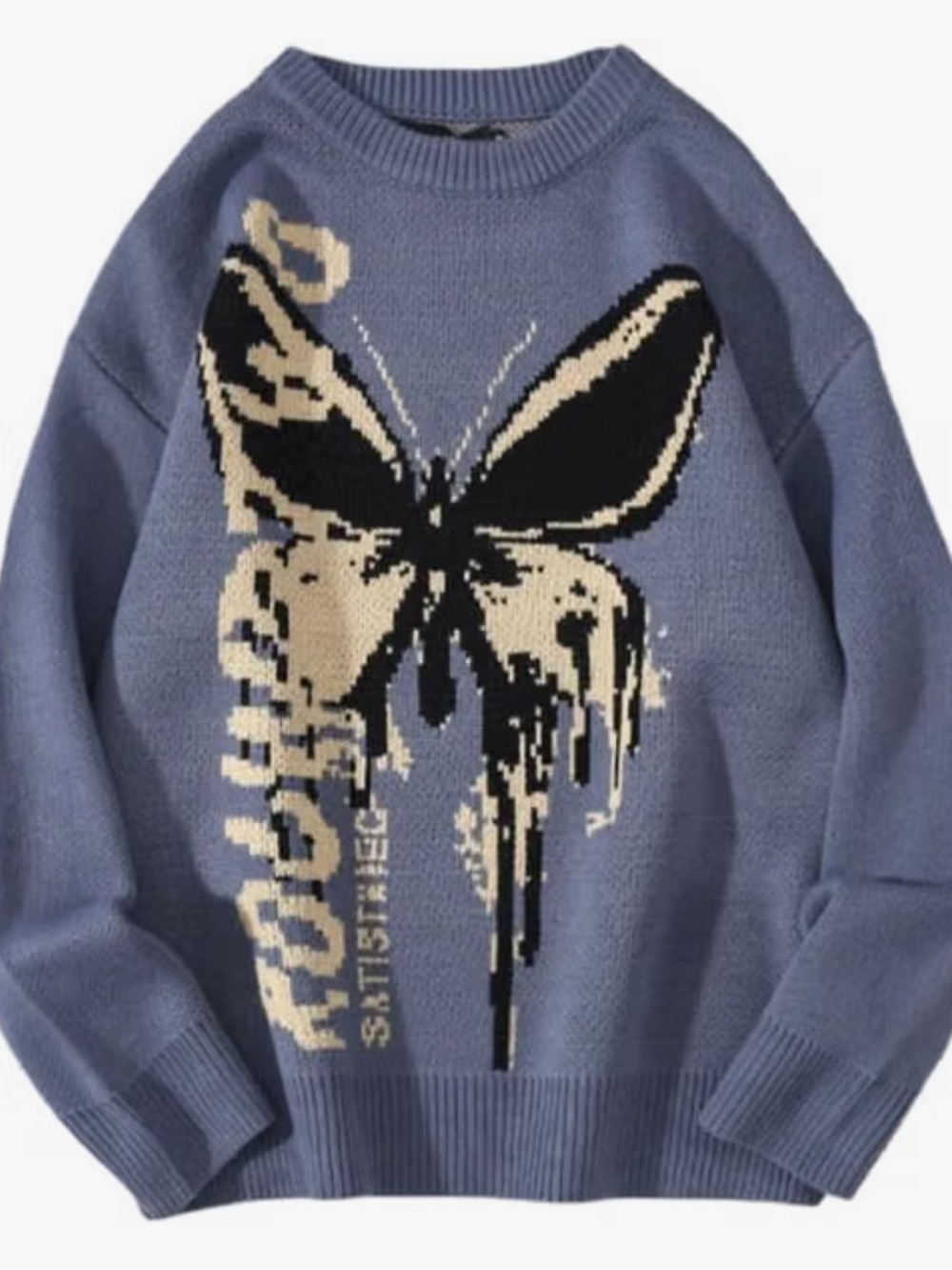 Y2K Blue Butterfly Knit Sweater -UNISEX Cozy Pullover